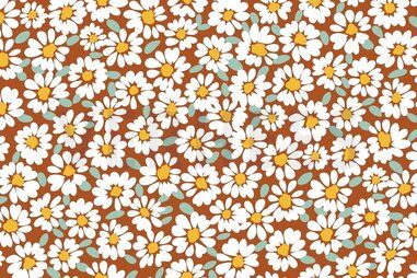 140gr/M² - Katoen met coating - bloemen - oranje wit - 9863-010