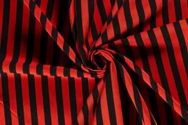 Feestkleding stoffen - Texture stof - strepen - rood zwart - 20807-015