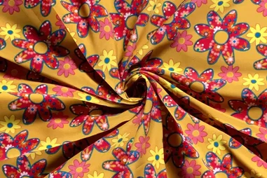 Bloemen motief stoffen - Texture stof - bloemen - licht oranje - 20837-036