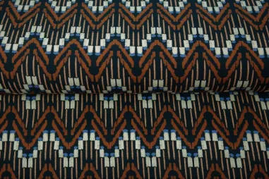95% Baumwolle, 5% Lycra - Jersey Stoff - digitaler Fantasiedruck - braun - 22814-33