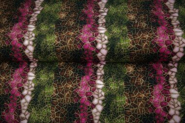 Multi stoffen - Tricot stof - digitaal abstract gestreept - multi roze - 22933-12