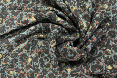 Luchtige stoffen - Voile stof - chiffon - lurex - zwart petrol - JT151