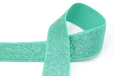 4 cm elastiek - Elastiek lurex 40 mm - groen - XET17-521-040