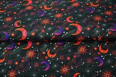 Nacht stoffen - Tricot stof - French terry - digitaal nacht - multi - 22512-20