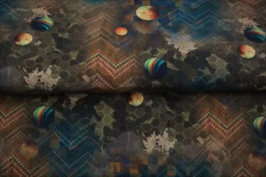 Stenzo stoffen uitverkoop - Tricot stof - French Terry - digitaal abstract - multi - 22068