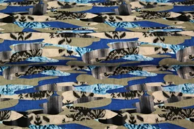 Stenzo stoffen uitverkoop - Tricot stof - digitaal fantasie - blauw - 22936-09