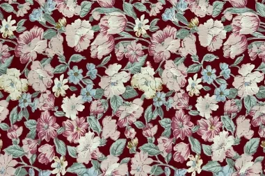 Overige merken stoffen - Katoen stof - bloemen - bordeauxrood - 706040-01