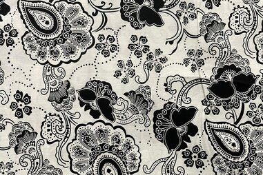 Overige merken stoffen - Katoen stof - paisley - wit met zwart - 706032-1