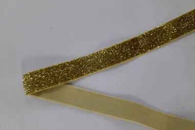 Overige merken fournituren - Glitter elastiek - 18 mm - goud