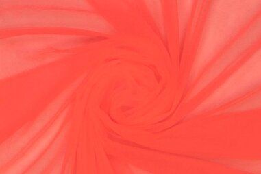 Doorschijnende stoffen - 999751-197 Rekbare fijne tule - neon oranje