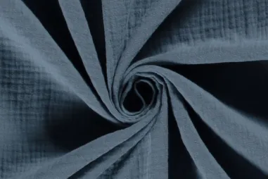 Babydeken stoffen - Katoen stof - Hydrofielstof uni - oudblauw - 3001-006