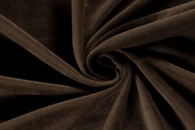 80% katoen, 20% polyester stoffen - Nicky velours stof - donkerbruin - 3081-055