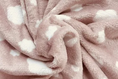 Oudroze stoffen - Fleece stof - cuddle fleece - wolkjes - zalm - B315
