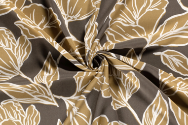 Bladeren motief - Viscose stof - bloemen en bladeren - taupe - 20153-054