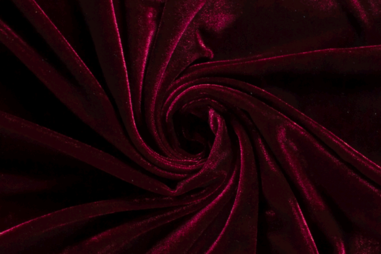 Donkerrode stoffen - Tricot stof - Fluweel rekbaar donker - rood - 3348-019