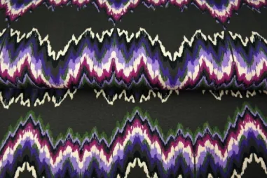 Multi stoffen - Tricot stof - digitaal abstract - zwart/multi - 22813-20