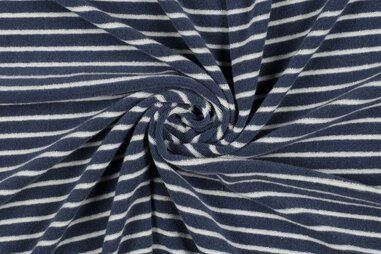 Babycape stoffen - Badstof - yarn dyed stripes - navy / off white - 22/4585-001