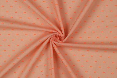 By Poppy - Katoen stof - borduursel - zalm neon oranje - 22/4931-003