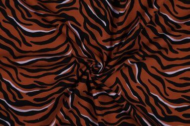 Zebraprint stoffen - Tricot stof - zebra - terra zwart lichtroze - 22/5623-083