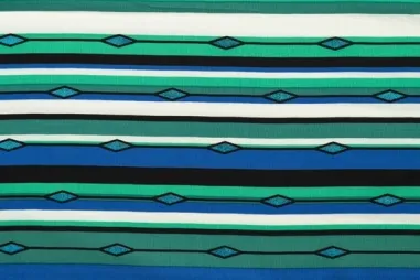 2024 - Viscose stof - foil - gestreept - blauw groen - 2477-260
