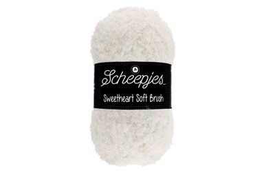 Brei- en haakgarens SWEETHEART SOFT BRUSH 100% polyester - Scheepjes Sweetheart Soft Brush - wit roze - 100 gram