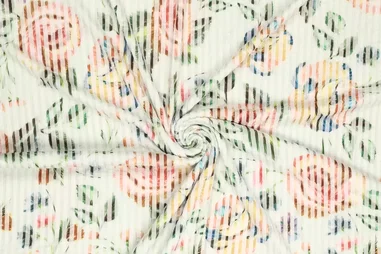 62% viscose, 33% polyester, 5% elastan - Tricot stof - digi painted roses - wit groen - 20853-315