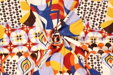 98% viscose, 2% elastan - Viscose stof - stretch - poplin - abstract - multi - 20851-445