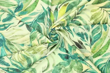 80% viscose, 20% polyamide - Viscose stof - digi bladeren - multi groen - 20865-215