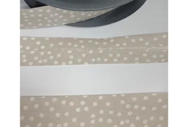 Bedrukt band - Biasband 20 mm - stipjes - lichtgrijs wit - Bi284.803