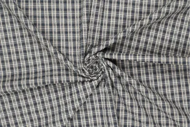 57% katoen, 43% polyester stoffen - Katoen stof - geruit - blauw multi - 20008-600