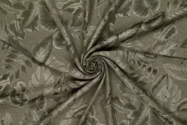 60% viscose, 40% polyester - Viscose stof - bladeren - oud groen - 20601-213