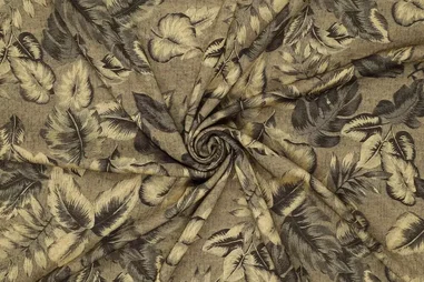 60% viscose, 40% polyester - Viscose stof - bladeren - geelgroen - 20601-215