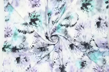 Jumpsuit stoffen - Viscose stof - lurex - jacquard - bloemen - blauw - 20916-660