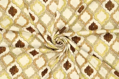 95% viscose, 5% lurex stoffen - Viscose stof - lurex - jacquard - abstract - geel multi - 20917-315