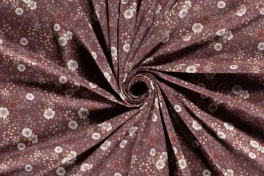 Magenta stoffen - Tricot stof - bloemen - magenta - 21730-043