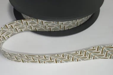 Bedrucktes Band - Biasband 20 mm - fantasie - oudgroen wit - Bi282.823