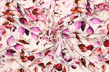 94% viscose, 6% elastan stoffen - Viskose Stoff - Blätter - multi - 20927-825