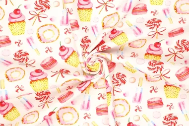 Multi stoffen - Canvas stof - digitaal candy - roze multi - 20970-012