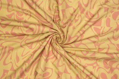 Polytex stoffen - Viscose stof - abstract - geel roze - 321011-20