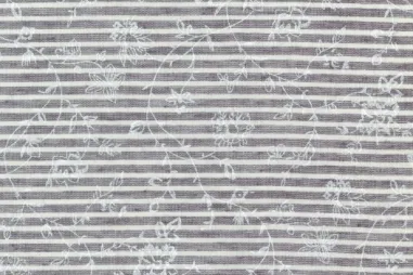 katoenen stoffen streep - Baumwolle - Streifen mit Blumen - taupe - 310041-025