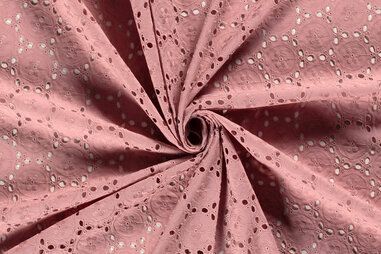 80gr/M² - Voile stof - broderie - oud roze - 21175-242