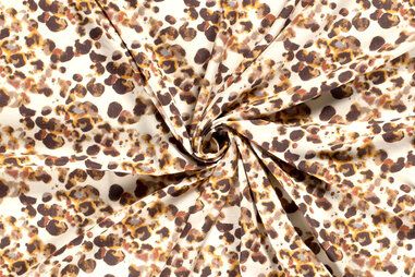 100% viscose stoffen - Viscose stof - fantasie - oranje bruin wit - 21046-036