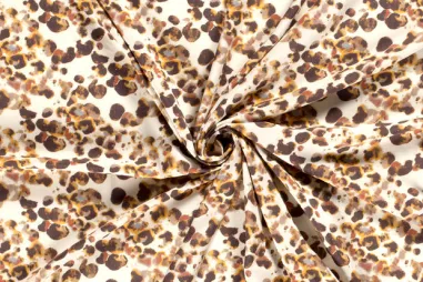 Oranje stoffen - Viscose stof - fantasie - oranje bruin wit - 21046-036
