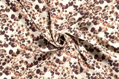 100% viscose stoffen - Viscose stof - fantasie - bruin gebroken wit - 21046-051
