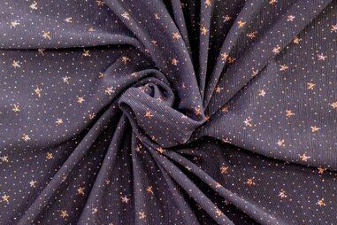 Donkerblauwe stoffen - Stretch stof - sterren glitter - donkerblauw - 322000-10