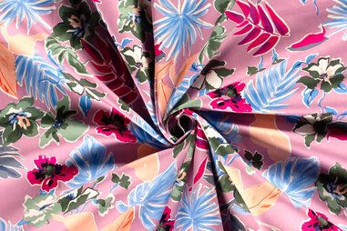 katoenen stoffen met print - Katoen stof - katoen satijn - bloemen - lila - 21084-012