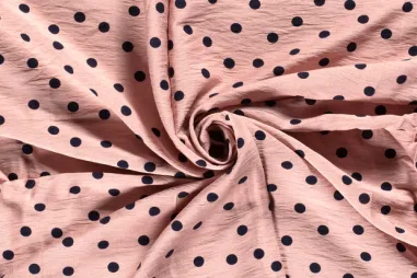 86% viscose, 14% polyamide stoffen - Viscose stof - nylon crepe - stippen - oud roze - 21130-012