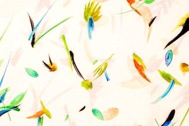 Polytex stoffen - Polyester stof - digitaal fantasie bladeren - gebroken wit multi - 923019-10
