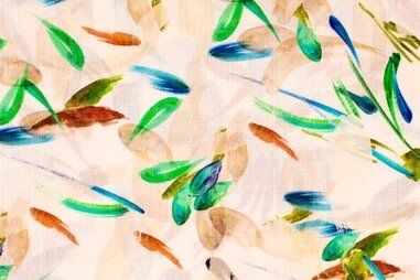 Polyester stoffen - Polyester stof - digitaal fantasie bladeren - gebroken wit multi - 923020-20