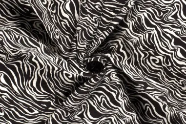 80% viscose, 20% polyamide - Viscose stof - bubble - dierenprint - zwart wit - 21155-069